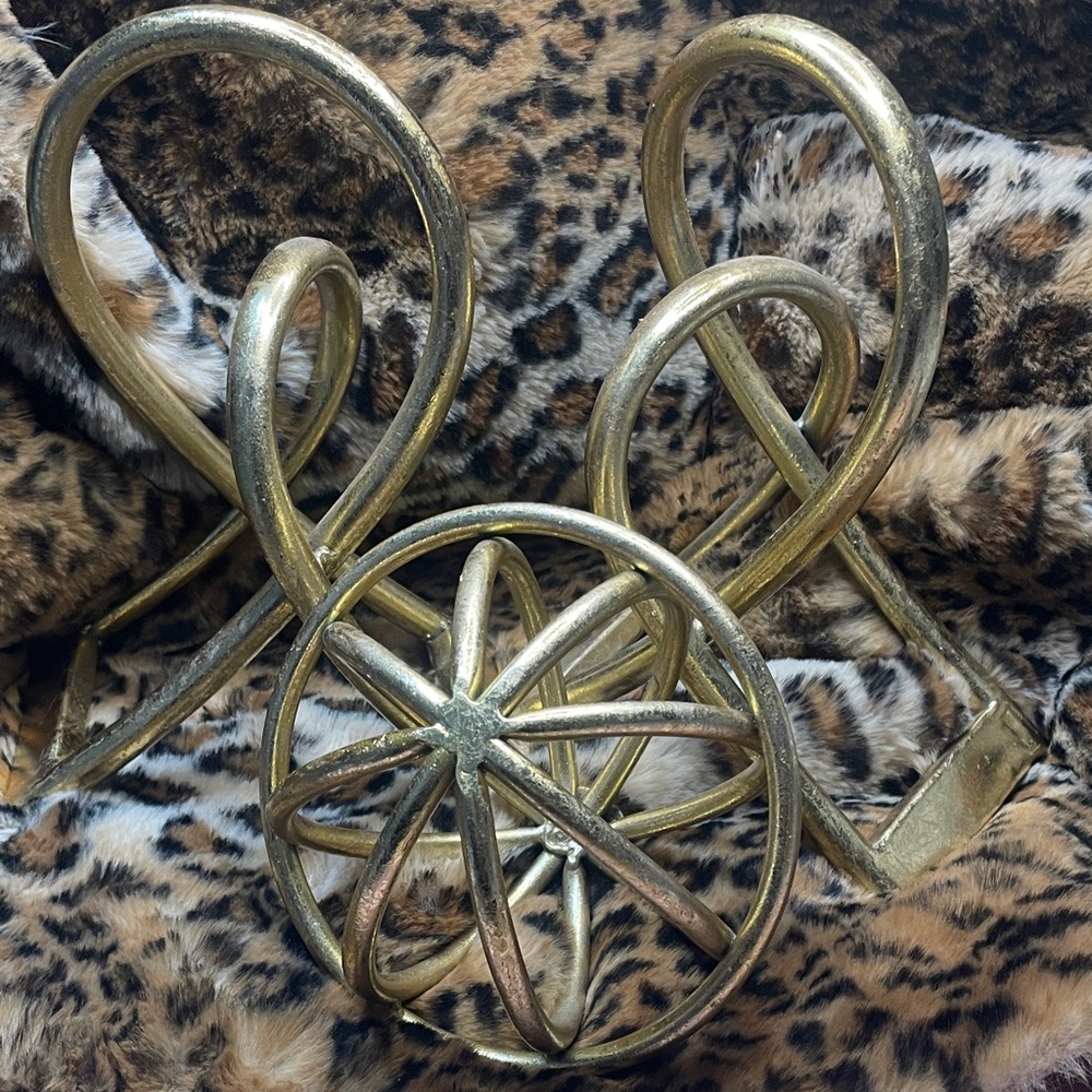 Set of 3 Gold Metal Orb Sculptures Modern Home Decor Geometric Accent